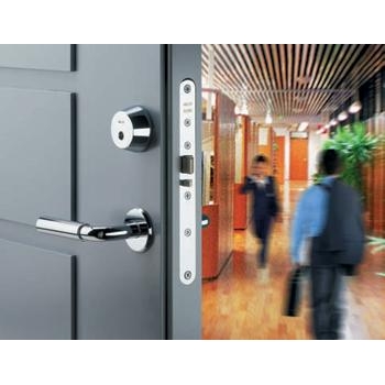 Electromechanical locks, door closers, panic bars, master key systems, padlocks