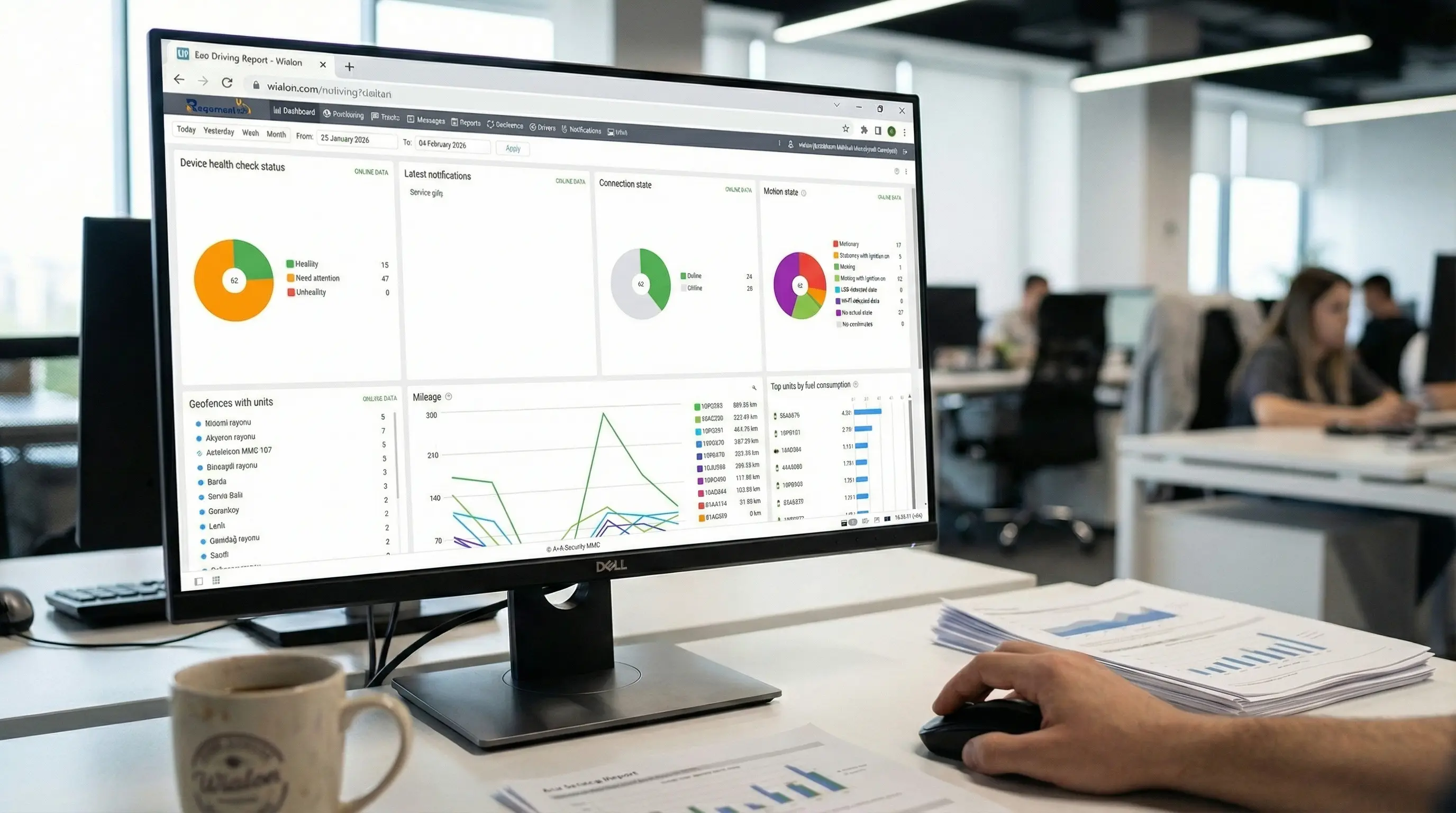 GPS tracking System's Dashboard for Fleet Management.